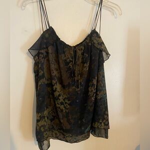 EUC EXPRESS Camisole size Small green, blue, brown spaghetti strap top